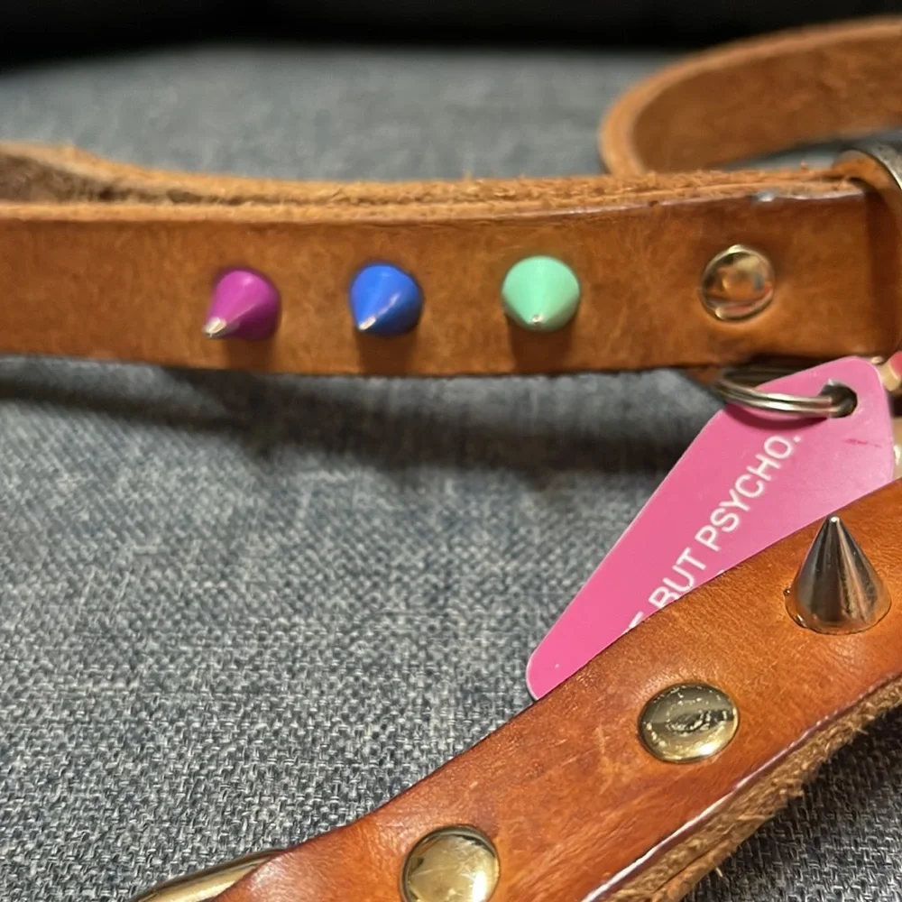 Nice Digs Original Spike Leather Dog Leash- Jungle Tan